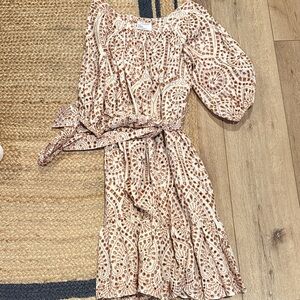 Lisa Marie Fernandez Cream and Copper Broderie Anglaise Dress